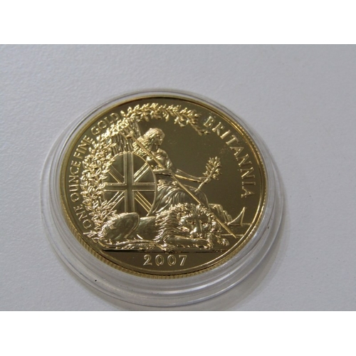 7 - Gold 2007 Elizabeth II Britannia 100 pounds, one ounce of fine gold, high grade in capsule (10% buye... 