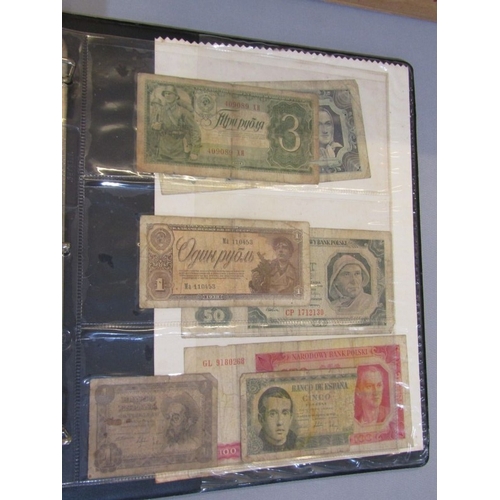 74 - Banknotes: album containing a small collection of World banknotes in well circulated condition, incl... 