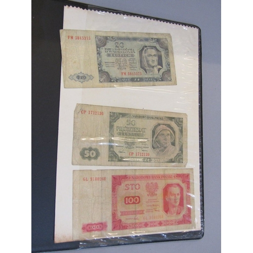 74 - Banknotes: album containing a small collection of World banknotes in well circulated condition, incl... 