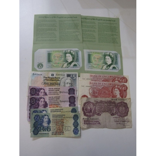 75 - Banknotes: Royal Bank of Scotland 1996 £5; Peppiatt 10 shillings; uncirculated Sommerset one pound x... 