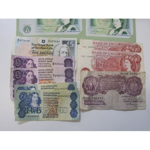 75 - Banknotes: Royal Bank of Scotland 1996 £5; Peppiatt 10 shillings; uncirculated Sommerset one pound x... 