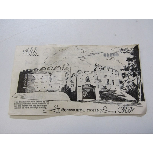 76 - Fantasy Banknote: 1974 Restormal castle Cornish 5 shillings No. 00940. Issued by the Cornish Nationa... 