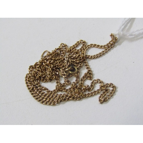 230 - GOLD JEWELLERY, a 9ct gold 22'' necklace, an articulated teddy bear pendant and a heart shaped penda... 