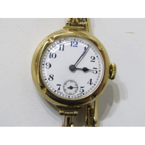 233 - LADIES DRESS WATCHES, vintage lady's 9ct gold cased wrist watch with white enamel dial and Arabic nu... 