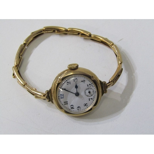 233 - LADIES DRESS WATCHES, vintage lady's 9ct gold cased wrist watch with white enamel dial and Arabic nu... 