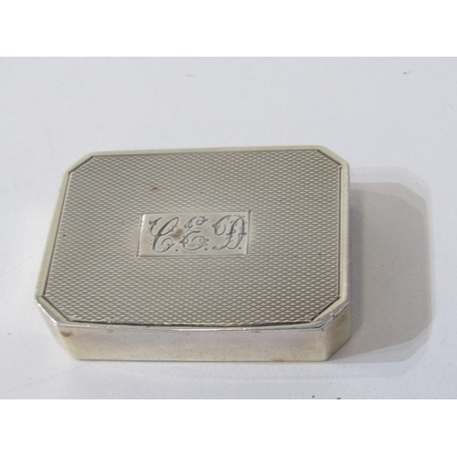 234 - 3 SILVER SNUFF BOXES, 2 with engine turned decoration, 1 with lined decoration, the biggest with 6.5... 