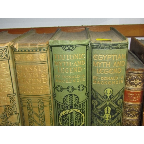 36 - 5 GILT LEATHER BOUND BOOKS AND 7 volumes from series 'Myth and Legend'