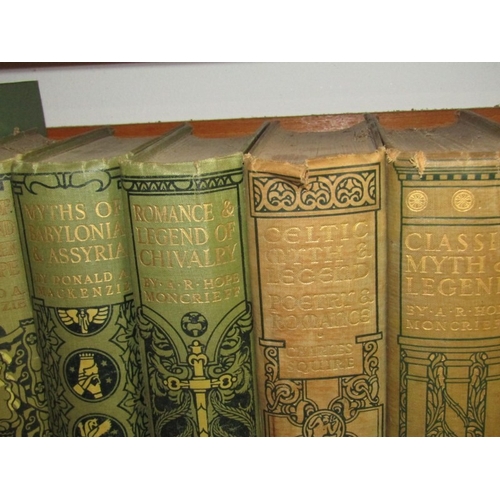 36 - 5 GILT LEATHER BOUND BOOKS AND 7 volumes from series 'Myth and Legend'