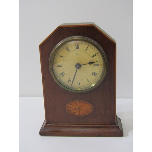 42 - EDWARDIAN INLAID MAHOGANY MANTEL CLOCK by Ansonia