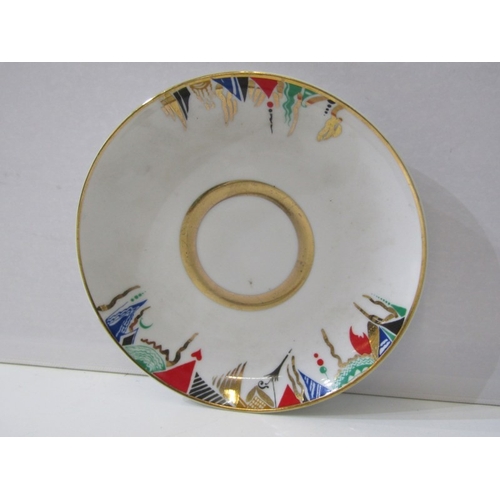 444 - RUSSIAN PORCELAIN, 2 Lomonosov porcelain cups and saucers, 1 depicting Russian dancers, other floral... 