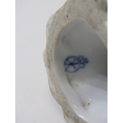 445 - HOCHST PORCELAIN, a parrot on branch, blue circular Hochst mark to base - possibly 18th Century (dam... 