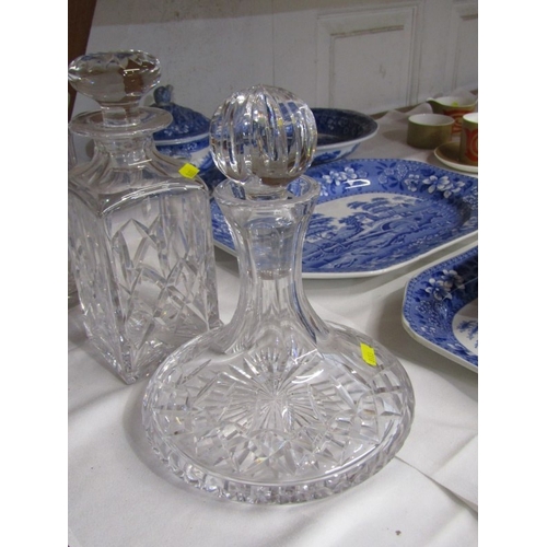 18 - CUT GLASS, cut glass ship's decanter, square form whisky decanter, ship in bottle, cut glass jug, et... 