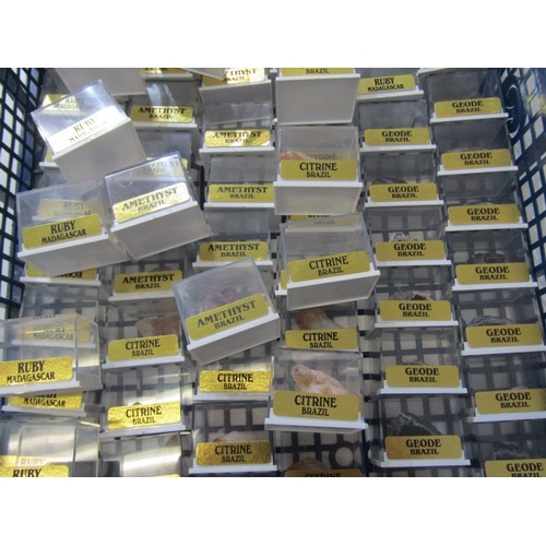 28 - MINERAL SPECIMENS, crate containing specimens of ruby from Madagascar, citrine from Brazil, geodes f... 