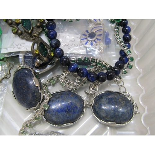 397 - COSTUME JEWELLERY, a good selection of stone set costume jewellery including bracelets, necklaces ea... 