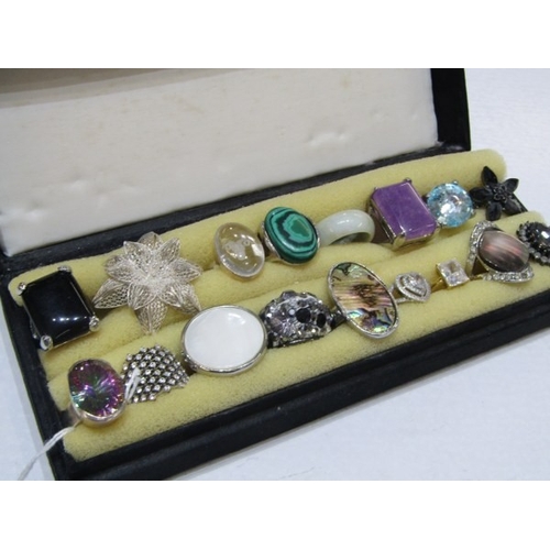 397A - SILVER & COSTUME RINGS, 17 assorted silver & costume rings many stone set including agate etc. vario... 