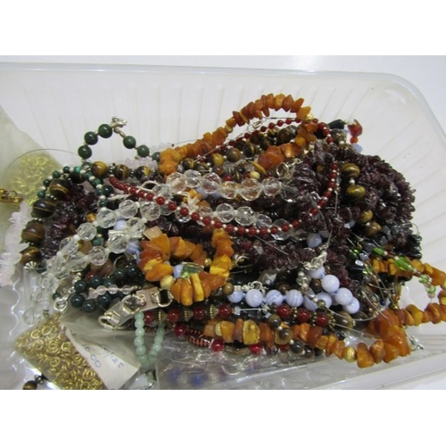 399 - COSTUME JEWELLERY, good selection of multi bead necklaces, plated necklaces, etc