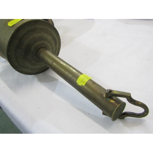 401 - BOTTLE JACK, vintage bottle jack together with boxed scales and weights and a gavel and stand