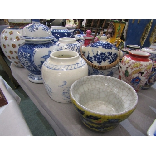 406 - ORIENTAL CERAMICS, collection of various ceramics including ginger jars, vase, bowls and a figure (1... 