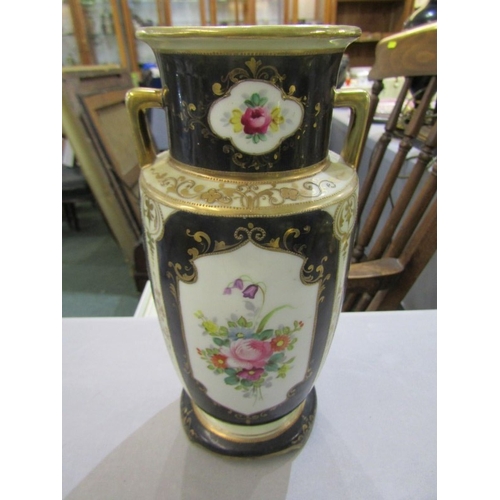 408 - NORITAKE CERAMIC, pair of blue ground Noritake vases marked to base, together with a similar floral ... 