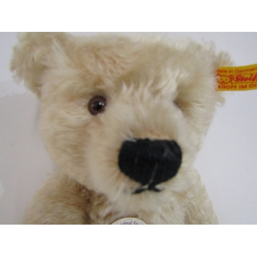 412 - STEIFF TEDDIES, 2 Steiff teddy bears; blonde classic 1920 teddy bear, no 000645 and black Original b... 