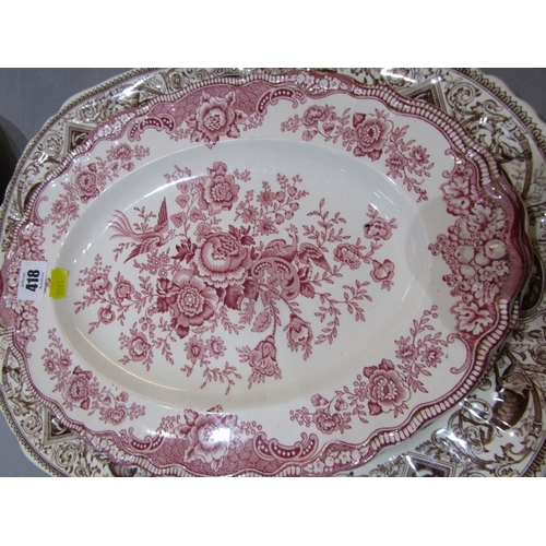 418 - MASON'S 'Game Birds' meat plate depicting game birds, together with other various redware china