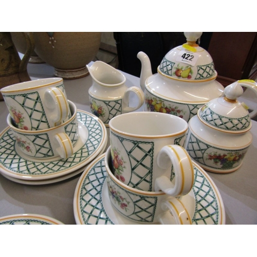 422 - VILLEROY AND BOSCH a Villeroy and Bosch 'basket' pattern tea set comprising tea pot etc.