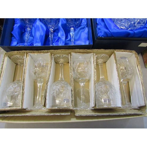 427 - GLASSWARE, a Royal Scot Crystal boxed decanter and stopper together with a boxed set of 6 glasses
