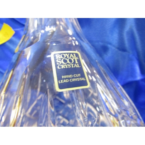 427 - GLASSWARE, a Royal Scot Crystal boxed decanter and stopper together with a boxed set of 6 glasses