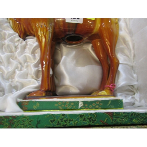 428 - BOXED ORIENTAL POTTERY CAMEL, Tang style camel figure in 1960s retail box