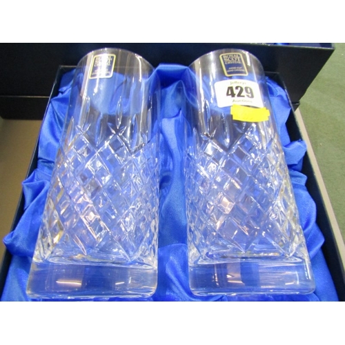 429 - ROYAL SCOT CRYSTAL, 3 pairs of boxed  high ball glasses,  together with a boxed set of 6 Royal Scot ... 