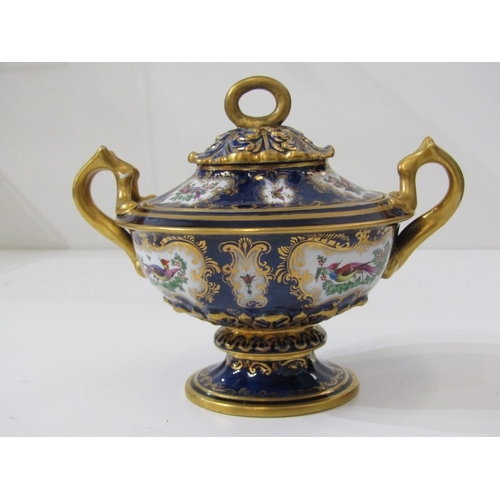 436 - 19th CENTURY PORCELAIN, Graingers Worcester sucrier, twin handled lidded sucrier decorated birds and... 
