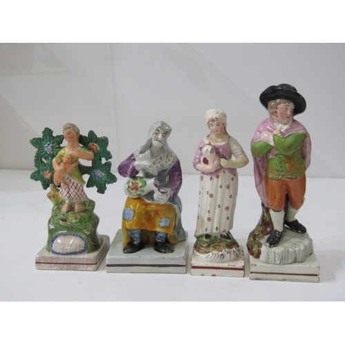 438 - STAFFORDSHIRE CREAMWARE FIGURES, collection of 4 square base figures, including 