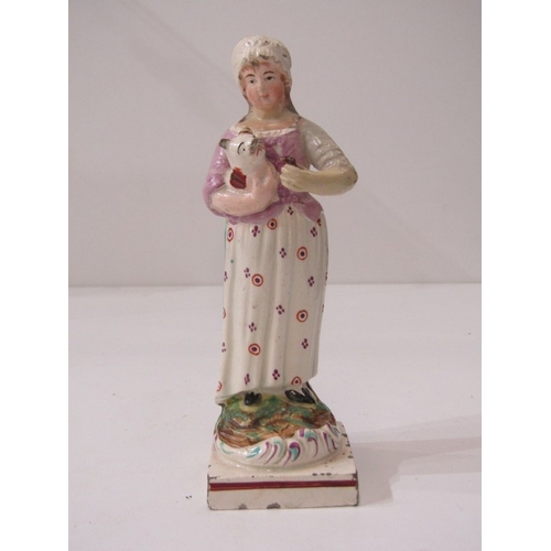 438 - STAFFORDSHIRE CREAMWARE FIGURES, collection of 4 square base figures, including 
