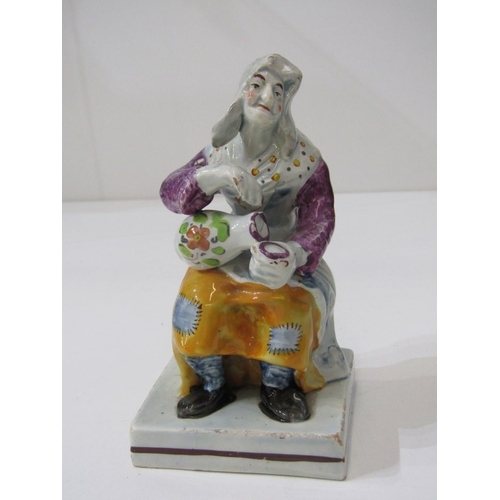 438 - STAFFORDSHIRE CREAMWARE FIGURES, collection of 4 square base figures, including 