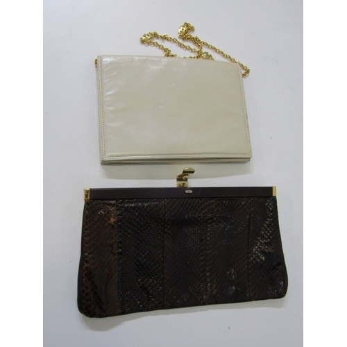 443 - LADY'S BAGS, 2 lady's clutch bags/handbag, 1 genuine snakeskin by Jane Shilton