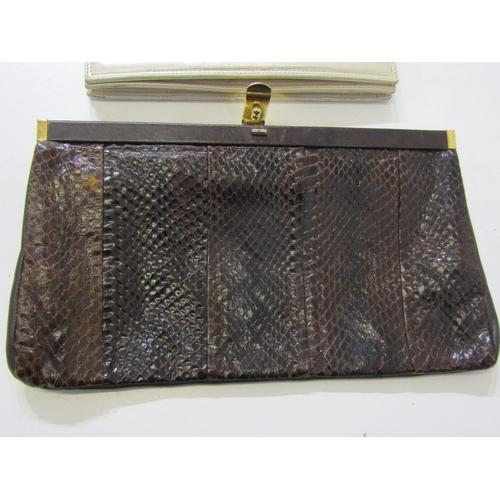 443 - LADY'S BAGS, 2 lady's clutch bags/handbag, 1 genuine snakeskin by Jane Shilton