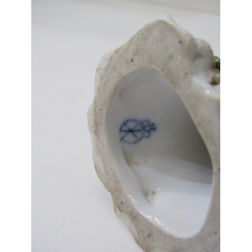 445 - HOCHST PORCELAIN, a parrot on branch, blue circular Hochst mark to base - possibly 18th Century (dam... 