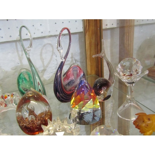 447 - SWAROVSKI GLASSWARE, several Swarovski marked glass animals together with other various art glass or... 