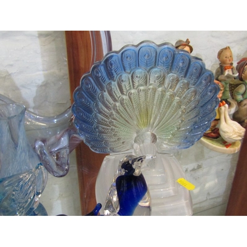 450 - ART GLASSWARE, selection of various art glass; swans and bird figures, dolphin, scultures, etc inclu... 