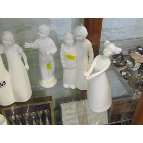 453 - COALPORT PORCELAIN, 6 various Coalport white figurines including 