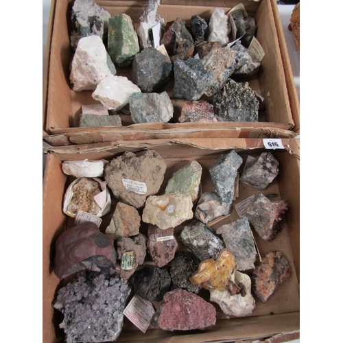 515 - MINERALS, 2 boxes of interesting minerals; volcanic lava rock from Mount Vesuvius and Mount Teide