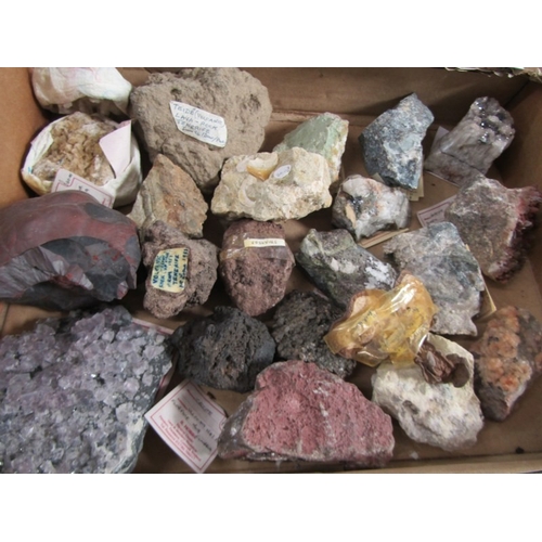 515 - MINERALS, 2 boxes of interesting minerals; volcanic lava rock from Mount Vesuvius and Mount Teide
