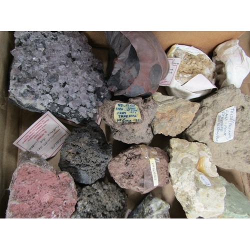 515 - MINERALS, 2 boxes of interesting minerals; volcanic lava rock from Mount Vesuvius and Mount Teide