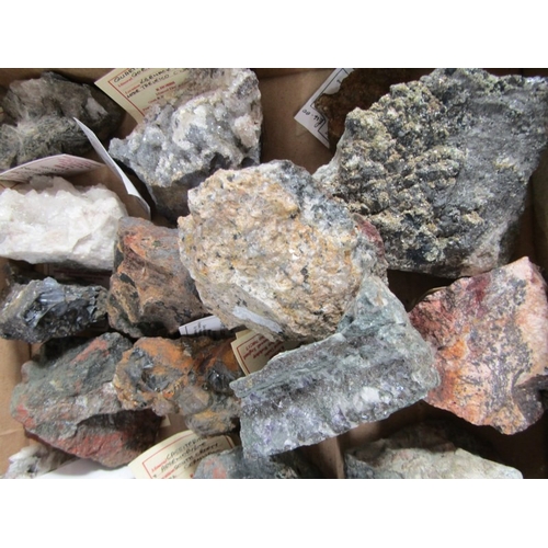 515 - MINERALS, 2 boxes of interesting minerals; volcanic lava rock from Mount Vesuvius and Mount Teide