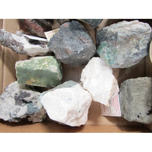 515 - MINERALS, 2 boxes of interesting minerals; volcanic lava rock from Mount Vesuvius and Mount Teide