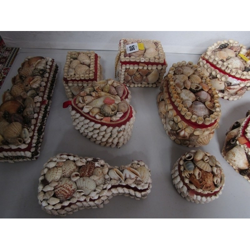 516 - SHELL BOXES, 11 various vintage shell jewellery and trinket boxes