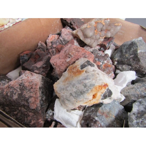 517 - MINERALS, 2 boxes of various minerals; varlamoffite, etc