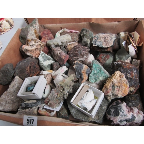 517 - MINERALS, 2 boxes of various minerals; varlamoffite, etc