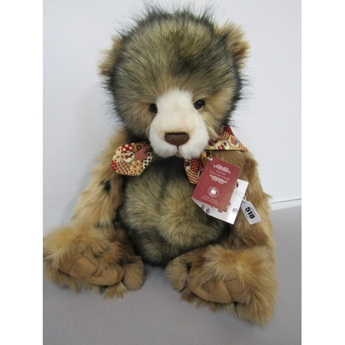 518 - CHARLIE BEARS, Evelyn CB202035 plush bear, with neckerchief, 21