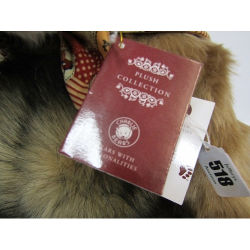 518 - CHARLIE BEARS, Evelyn CB202035 plush bear, with neckerchief, 21